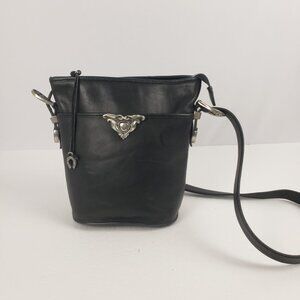 Colini Handbags Black Leather Shoulder Crossbody Bag Horseshoe Bucket Vintage